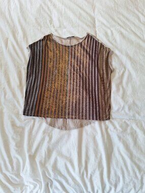 Zara verticle-stripe multi-coloured shiny shirt